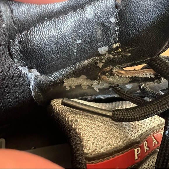 Prada Vernice Brown Leather And Mesh High Top Sneakers US9 - Picture 14 of 17